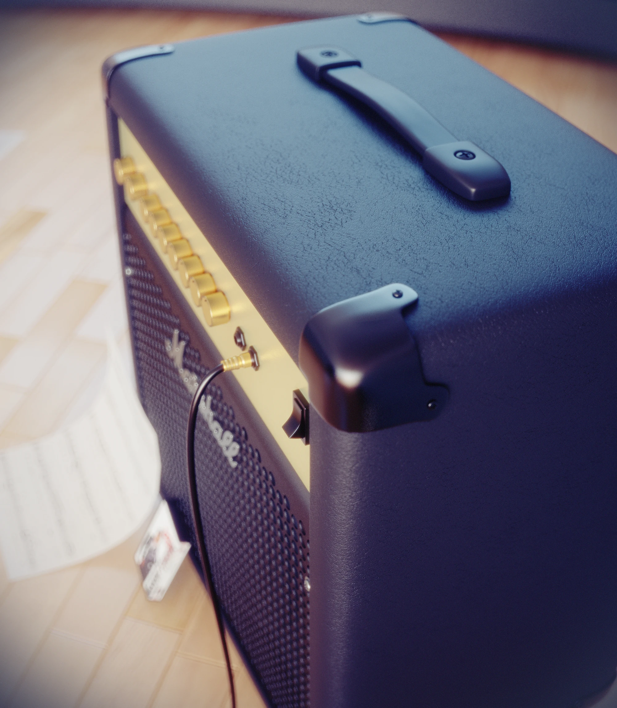 Render de producto: amplificador de válvulas