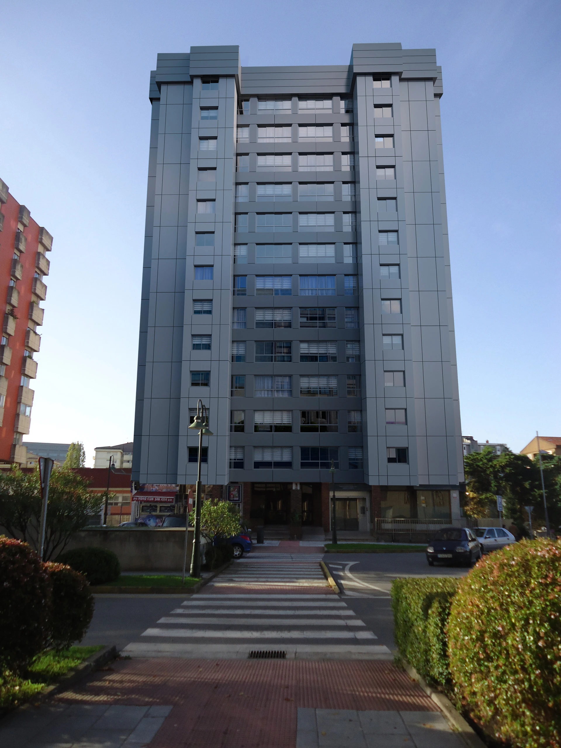 Fotomontaje de edificio sobre emplazamiento real en Pontevedra